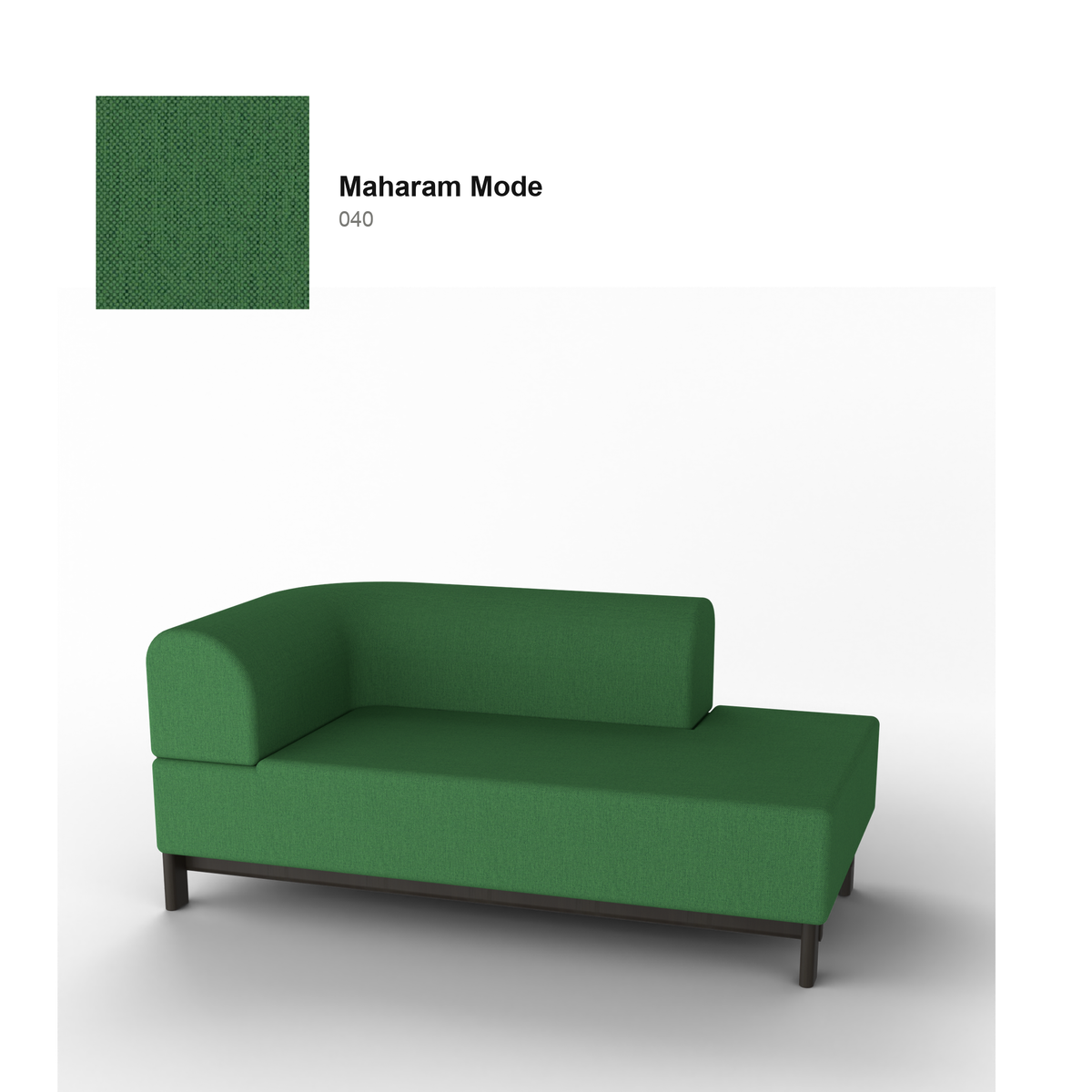 Chaise longue Elephant izquierda, patas de castaño negro, tejido Maharam Mode en color 040 | Antifer