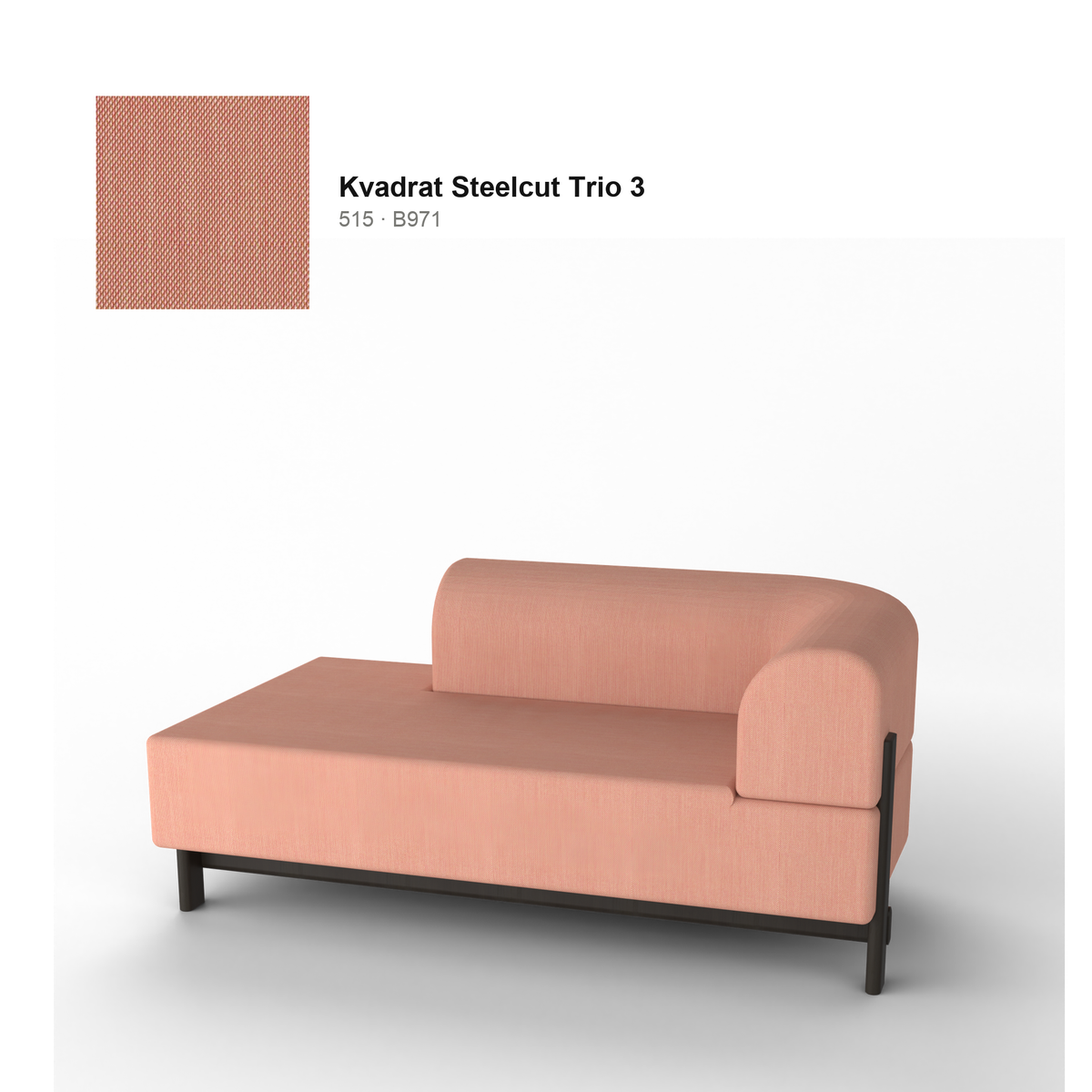 Chaise longue Elephant derecha, patas de castaño negro, tejido Kvadrat Steelcut Trio 3 en color 515 | Antifer
