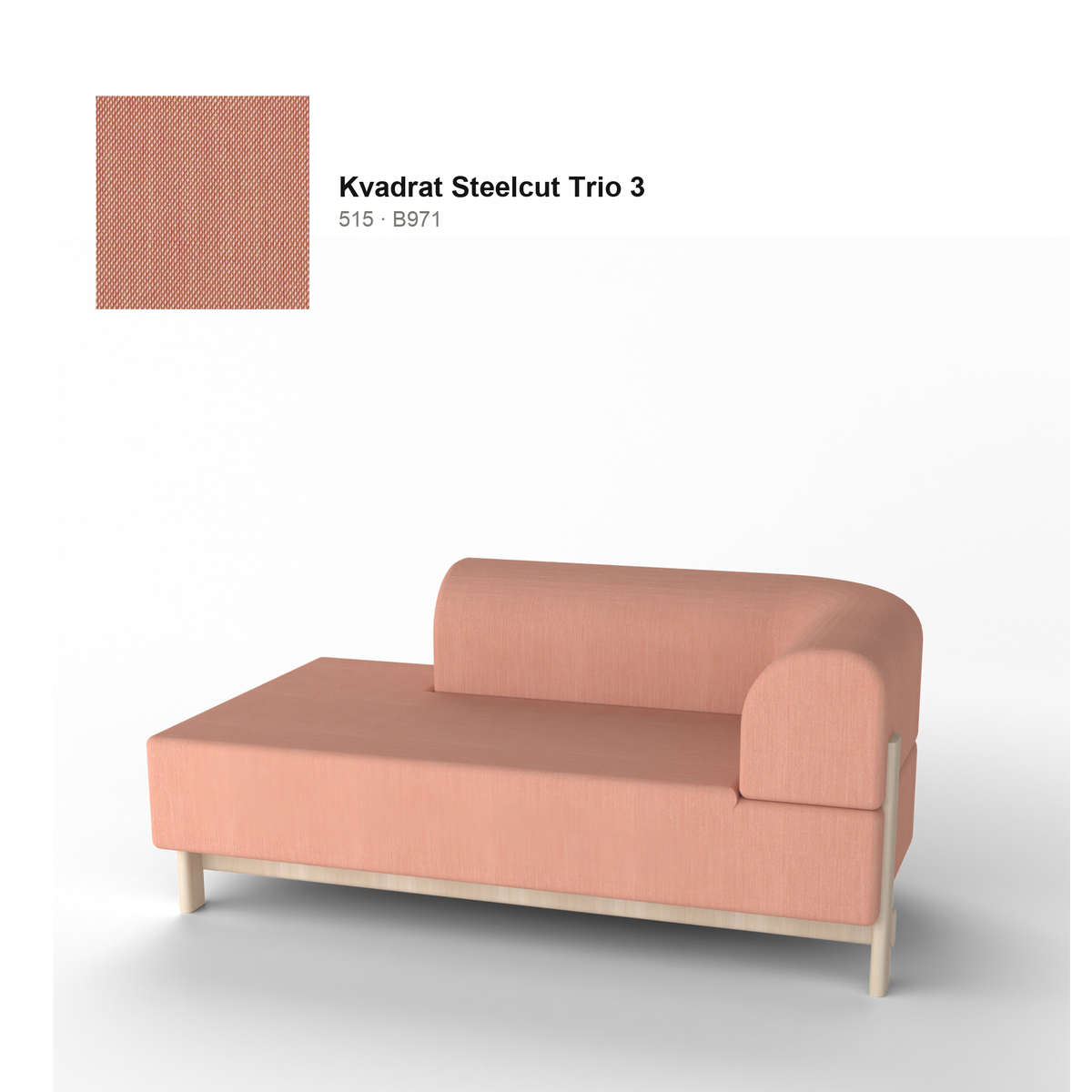 Chaise longue Elephant derecha, patas de castaño natural, tejido Kvadrat Steelcut Trio 3 en color 515 | Antifer