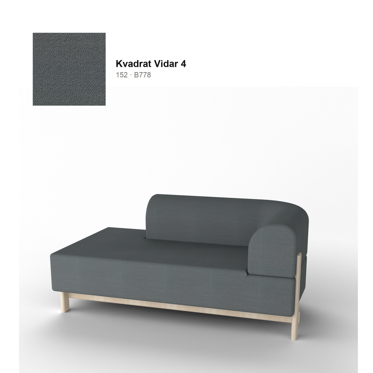 Chaise longue Elephant derecha, patas de castaño natural, tejido Kvadrat Vidar 4 en color 152 | Antifer