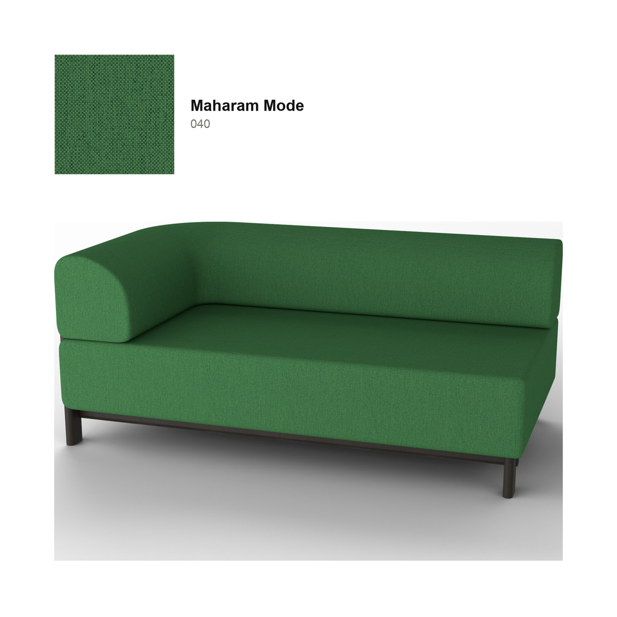 Elephant right corner module, black chestnut legs, Maharam Mode fabric in colour 040 | Antifer