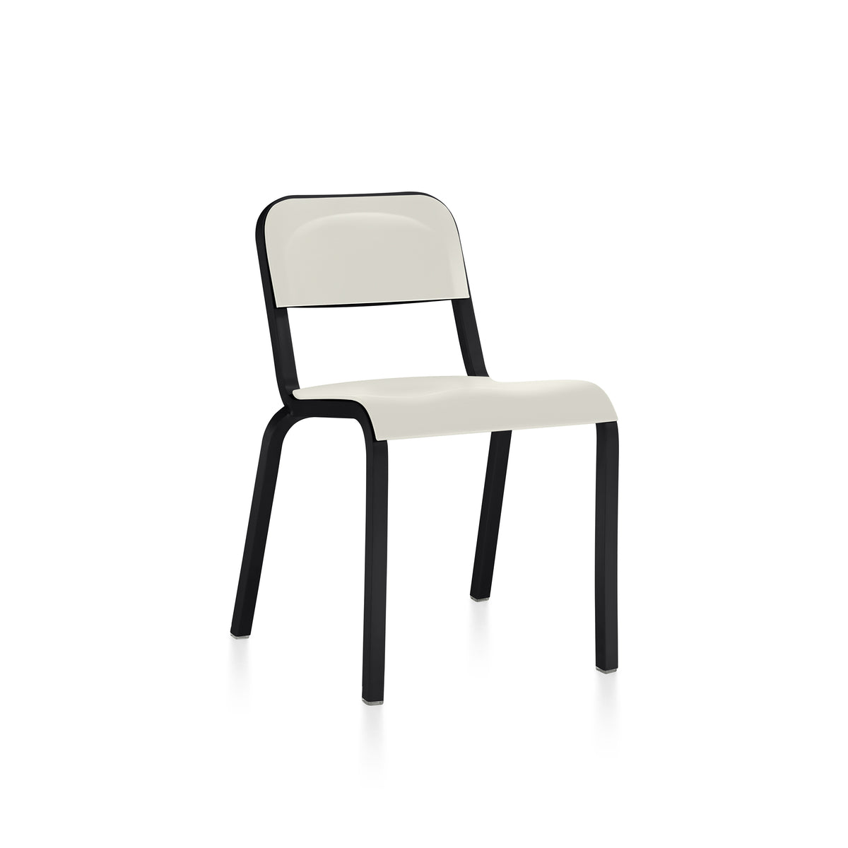 Chaise Emeco 1951 blanc Stockholm, cadre noir thermolaqué