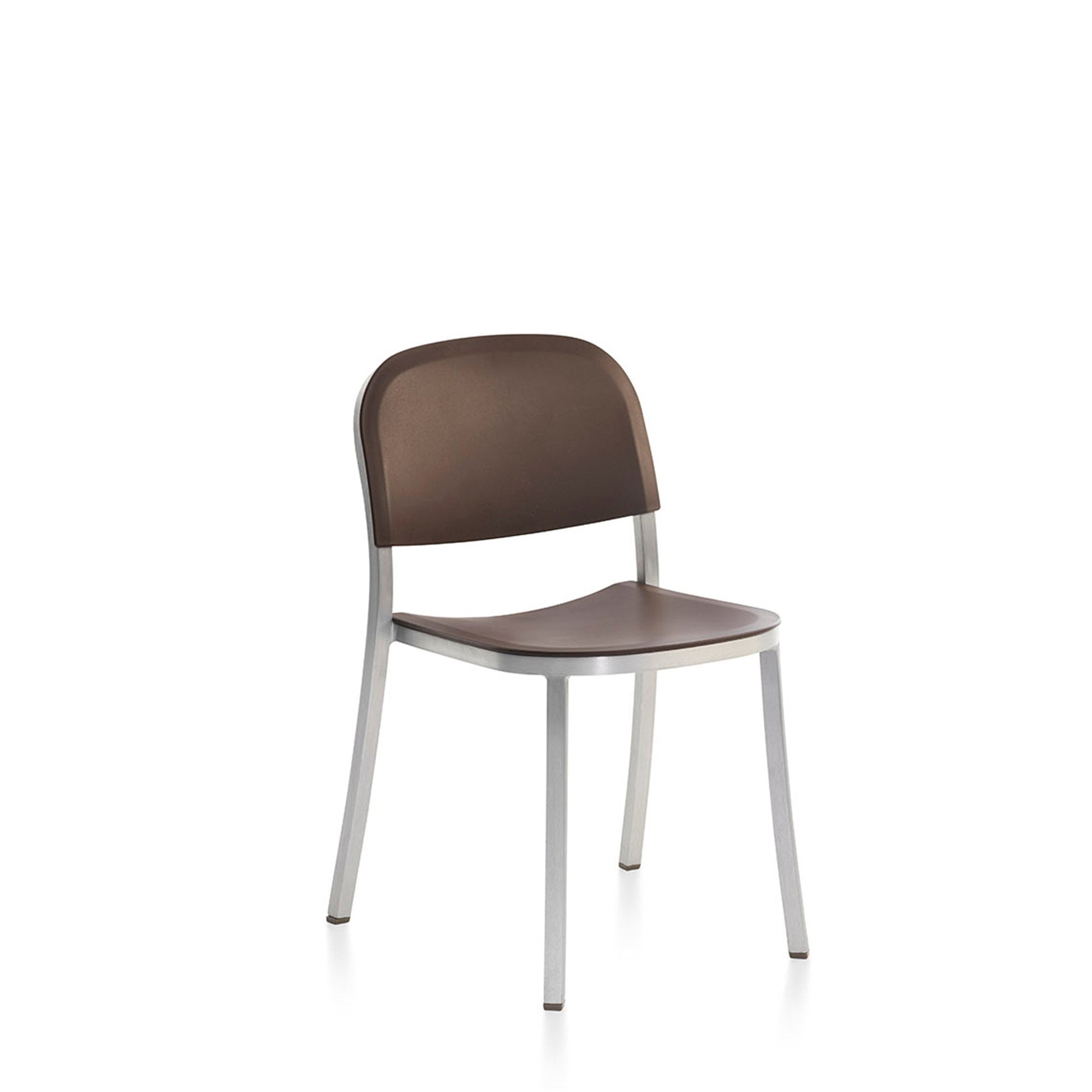 Chaise Emeco 1 Inch marron, cadre brossé