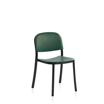 Chaise Emeco 1 Inch vert, cadre noir thermolaqué