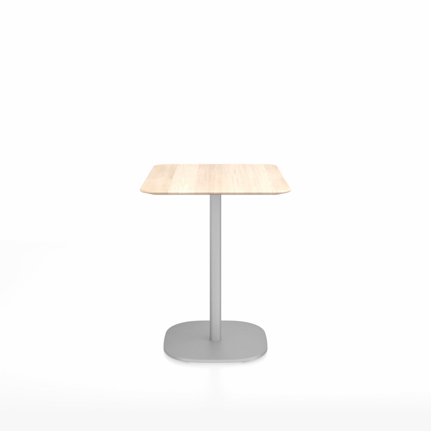 Table café 2 Inch base plaque Emeco — Rectangulaire 60 × 76 cm, plateau accoya, base aluminium brossé | Antifer