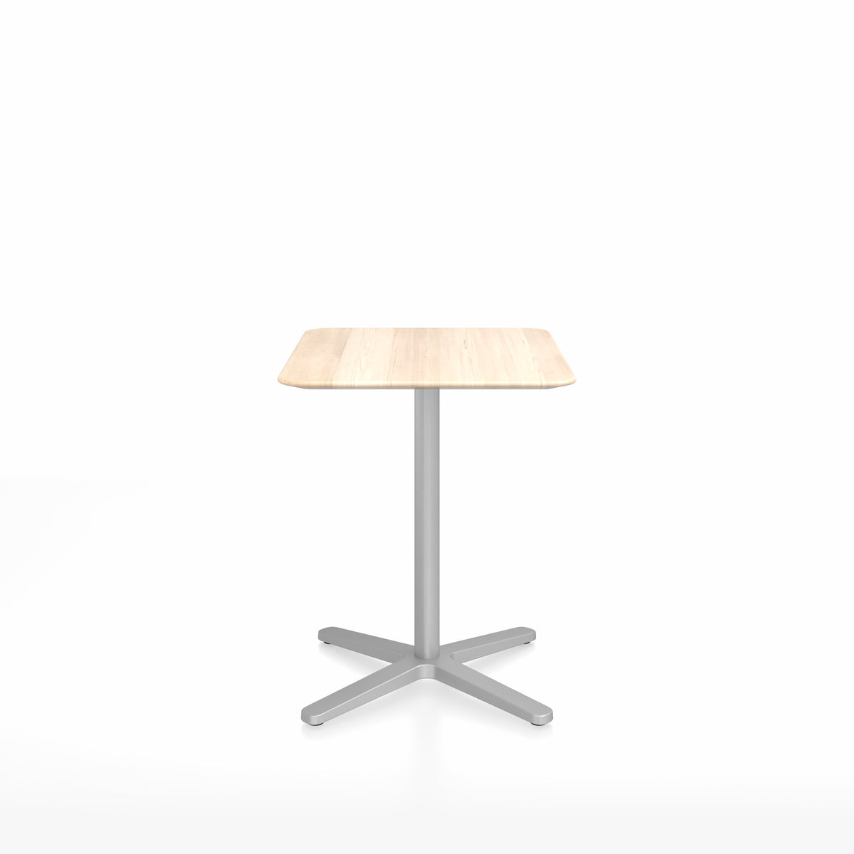 Table café Emeco 2 Inch base étoile rectangulaire 60x76 cm, plateau accoya, base argent