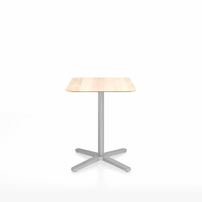 Table café Emeco 2 Inch base étoile rectangulaire 60x76 cm, plateau accoya, base argent