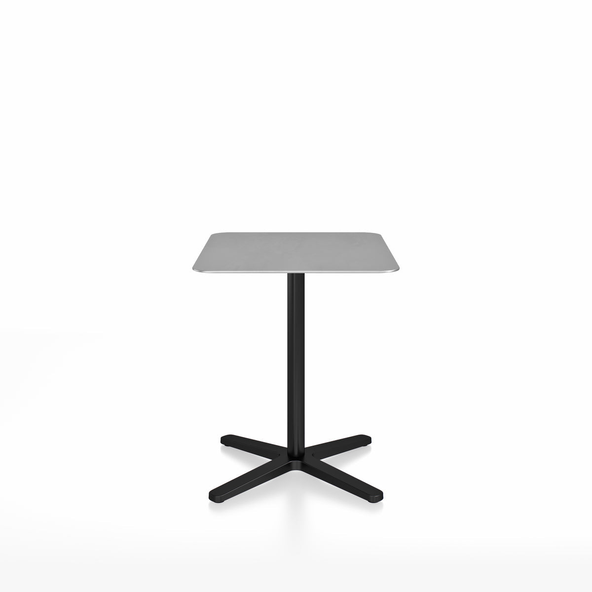 Table café Emeco 2 Inch base étoile rectangulaire 60x76 cm, plateau aluminium brossé, base noir