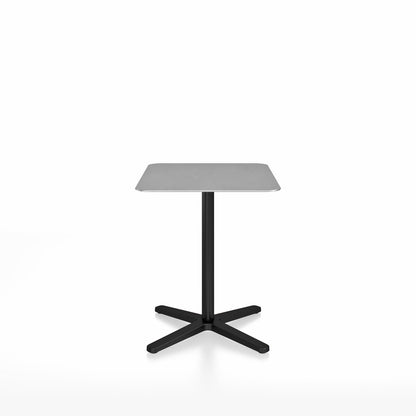Table café Emeco 2 Inch base étoile rectangulaire 60x76 cm, plateau aluminium brossé, base noir