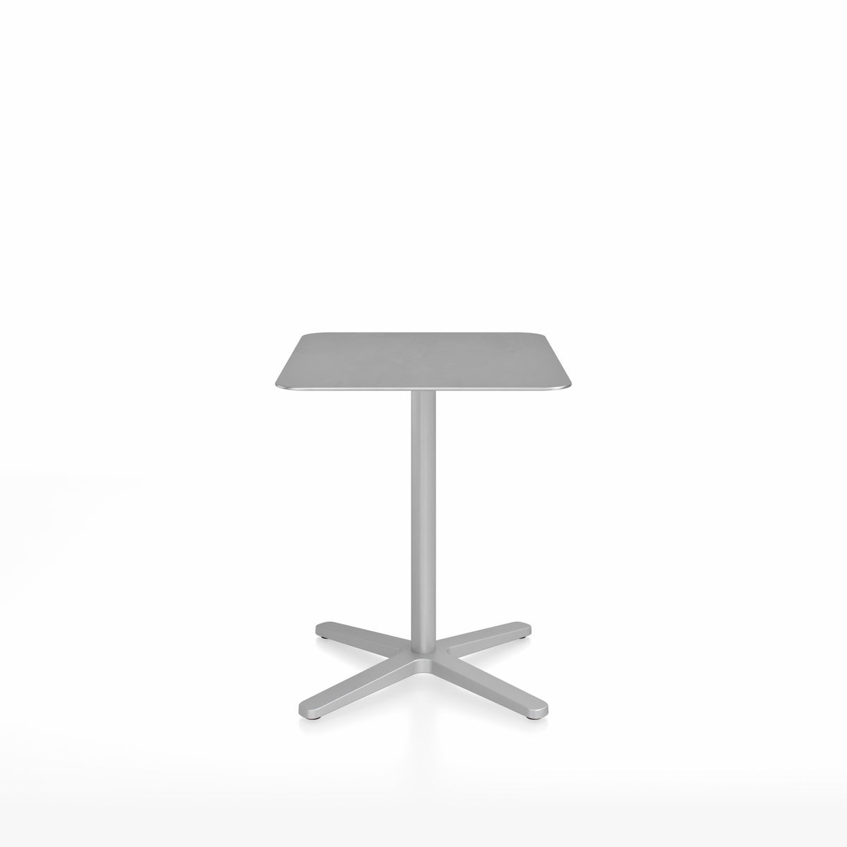 Table café Emeco 2 Inch base étoile rectangulaire 60x76 cm, plateau aluminium brossé, base argent