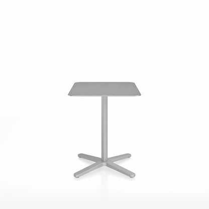 Table café Emeco 2 Inch base étoile rectangulaire 60x76 cm, plateau aluminium brossé, base argent