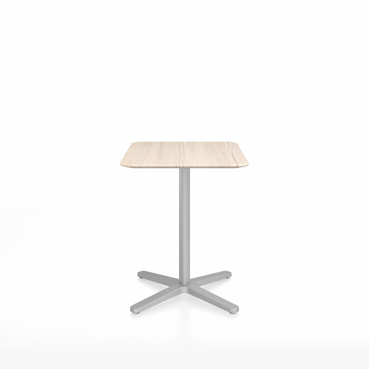 Table café Emeco 2 Inch base étoile rectangulaire 60x76 cm, plateau frêne, base argent