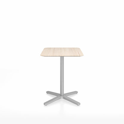 Table café Emeco 2 Inch base étoile rectangulaire 60x76 cm, plateau frêne, base argent