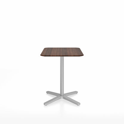 Table café Emeco 2 Inch base étoile rectangulaire 60x76 cm, plateau noyer, base argent