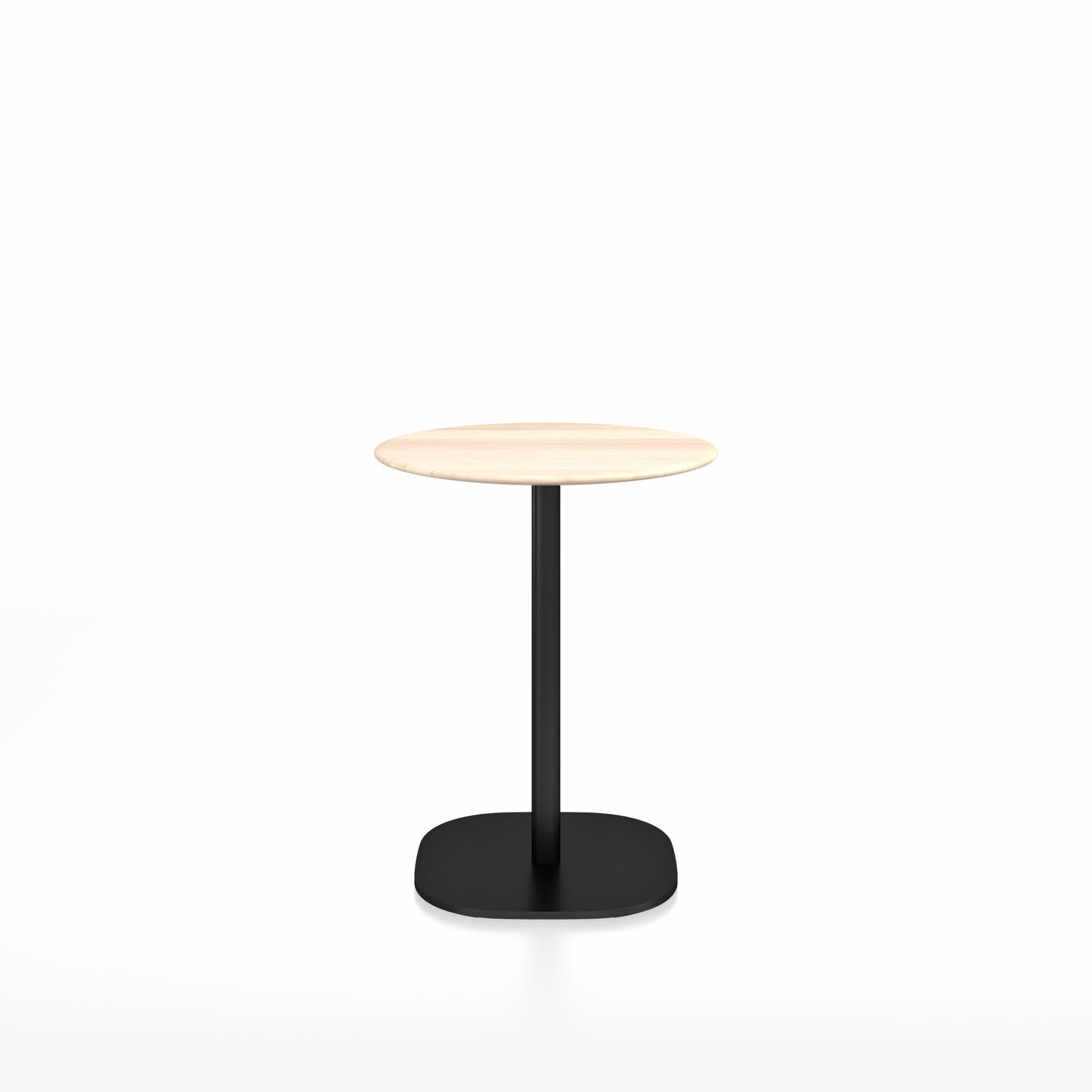 Table café 2 Inch base plaque Emeco — Ronde Ø 60 cm, plateau accoya, base noir thermolaqué | Antifer