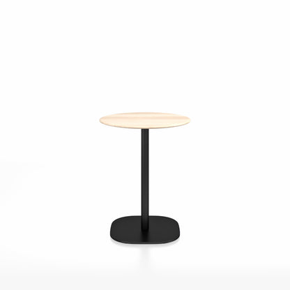 Table café 2 Inch base plaque Emeco — Ronde Ø 60 cm, plateau accoya, base noir thermolaqué | Antifer