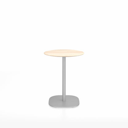 Table café 2 Inch base plaque Emeco — Ronde Ø 60 cm, plateau accoya, base aluminium brossé | Antifer