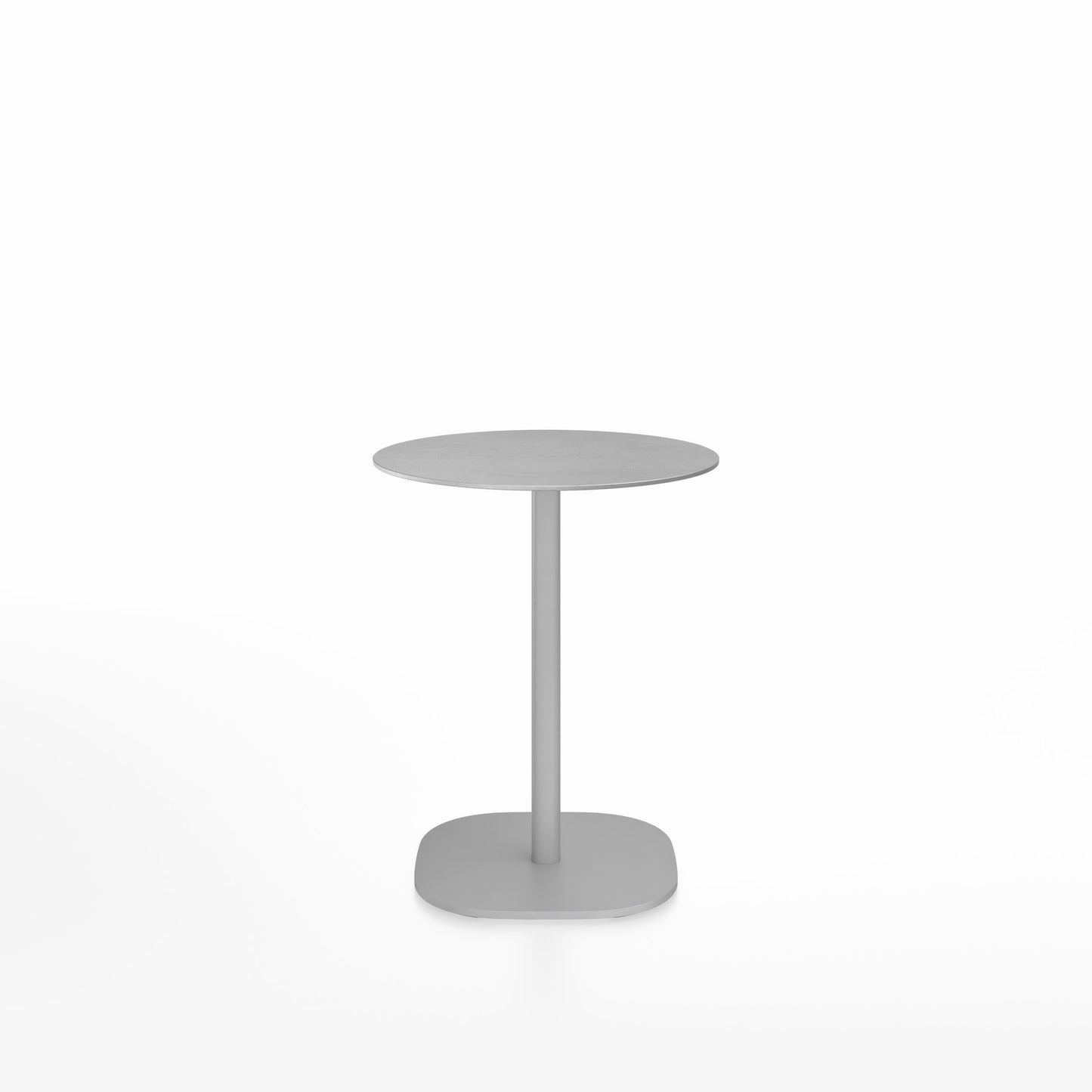 Table café 2 Inch base plaque Emeco — Ronde Ø 60 cm, plateau aluminium brossé, base aluminium brossé | Antifer
