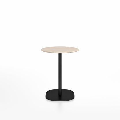Table café 2 Inch base plaque Emeco — Ronde Ø 60 cm, plateau frêne, base noir thermolaqué | Antifer