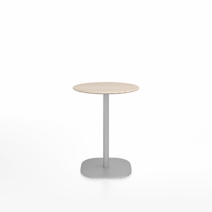 Table café 2 Inch base plaque Emeco — Ronde Ø 60 cm, plateau frêne, base aluminium brossé | Antifer
