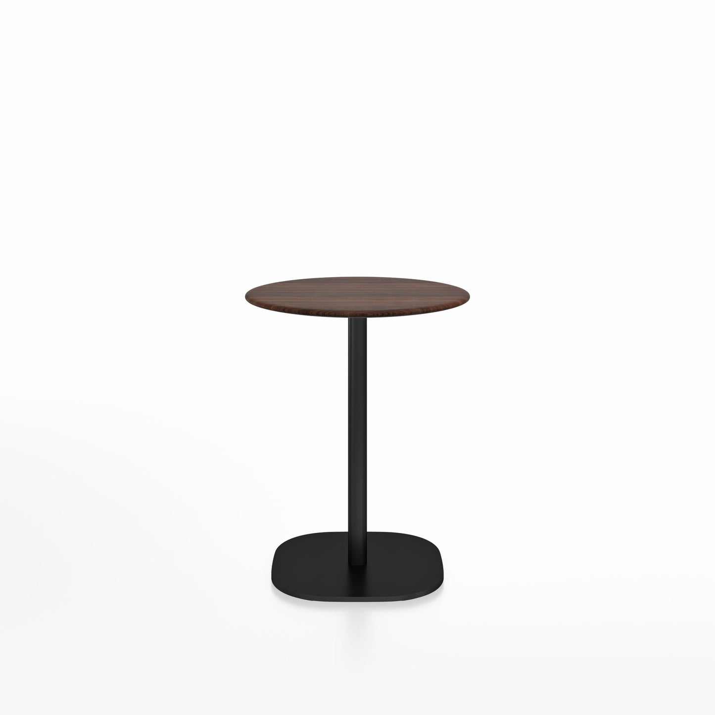 Table café 2 Inch base plaque Emeco — Ronde Ø 60 cm, plateau noyer, base noir thermolaqué | Antifer
