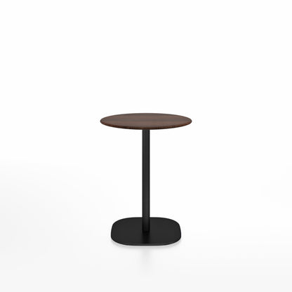 Table café 2 Inch base plaque Emeco — Ronde Ø 60 cm, plateau noyer, base noir thermolaqué | Antifer