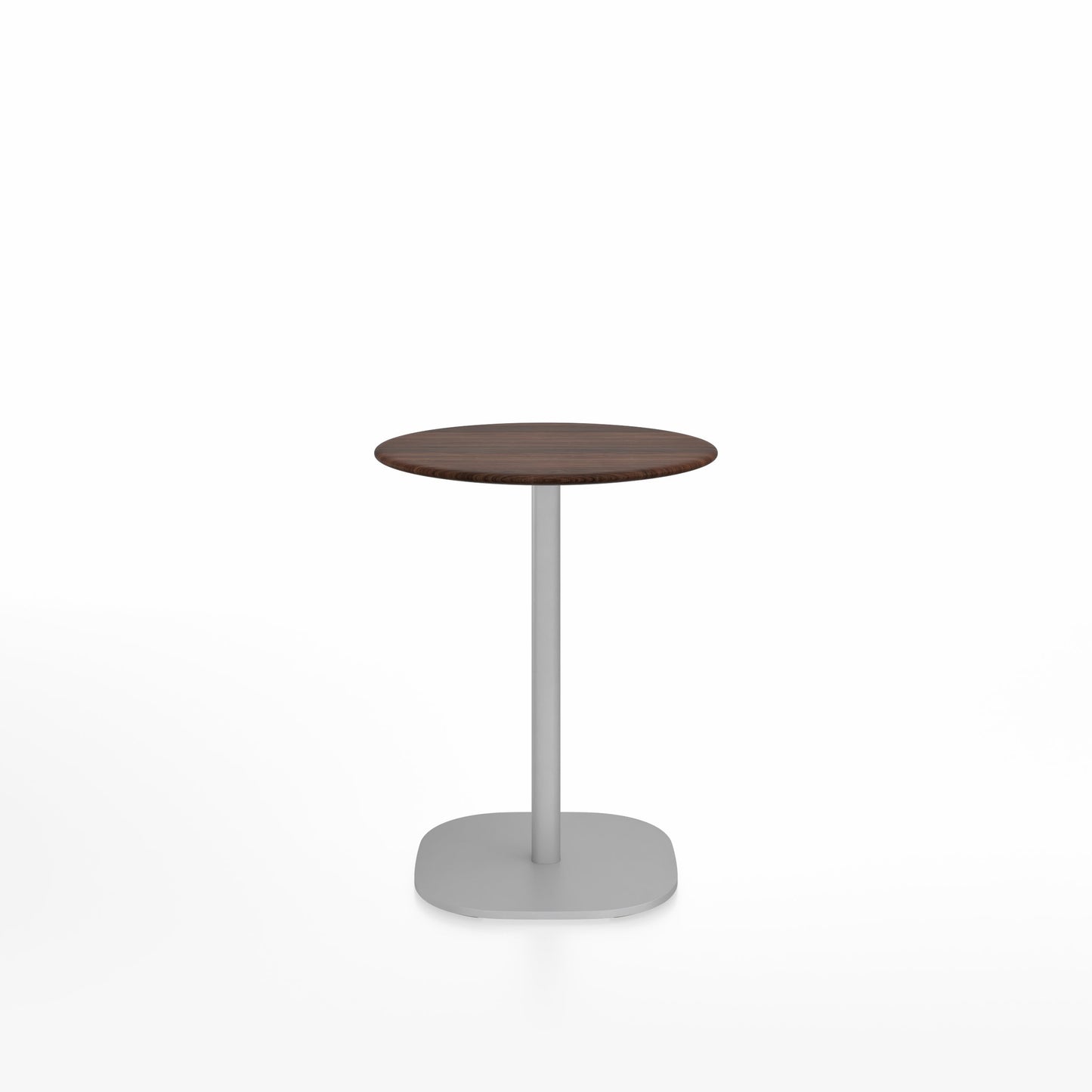 Table café 2 Inch base plaque Emeco — Ronde Ø 60 cm, plateau noyer, base aluminium brossé | Antifer