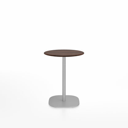Table café 2 Inch base plaque Emeco — Ronde Ø 60 cm, plateau noyer, base aluminium brossé | Antifer