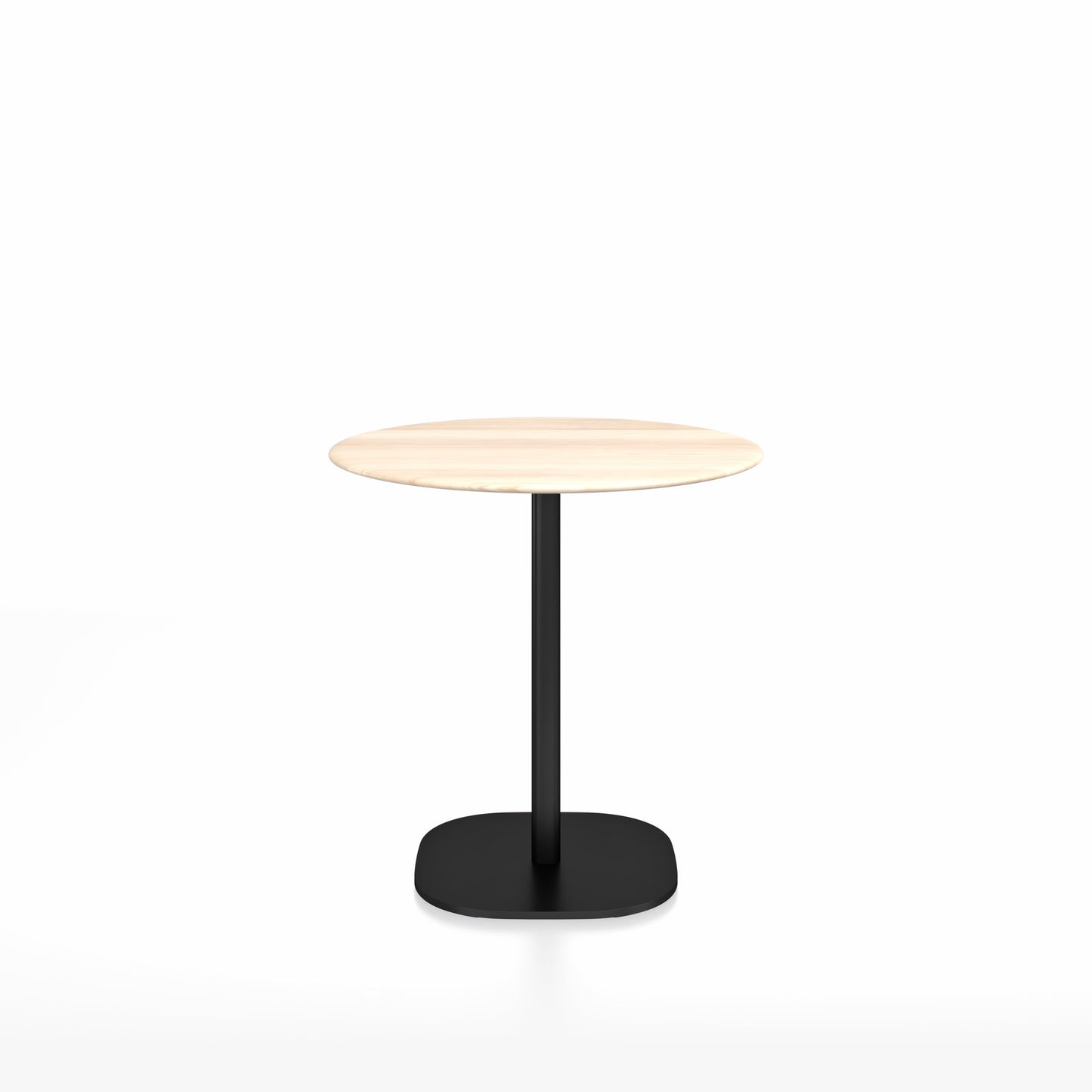 Table café 2 Inch base plaque Emeco — Ronde Ø 76 cm, plateau accoya, base noir thermolaqué | Antifer