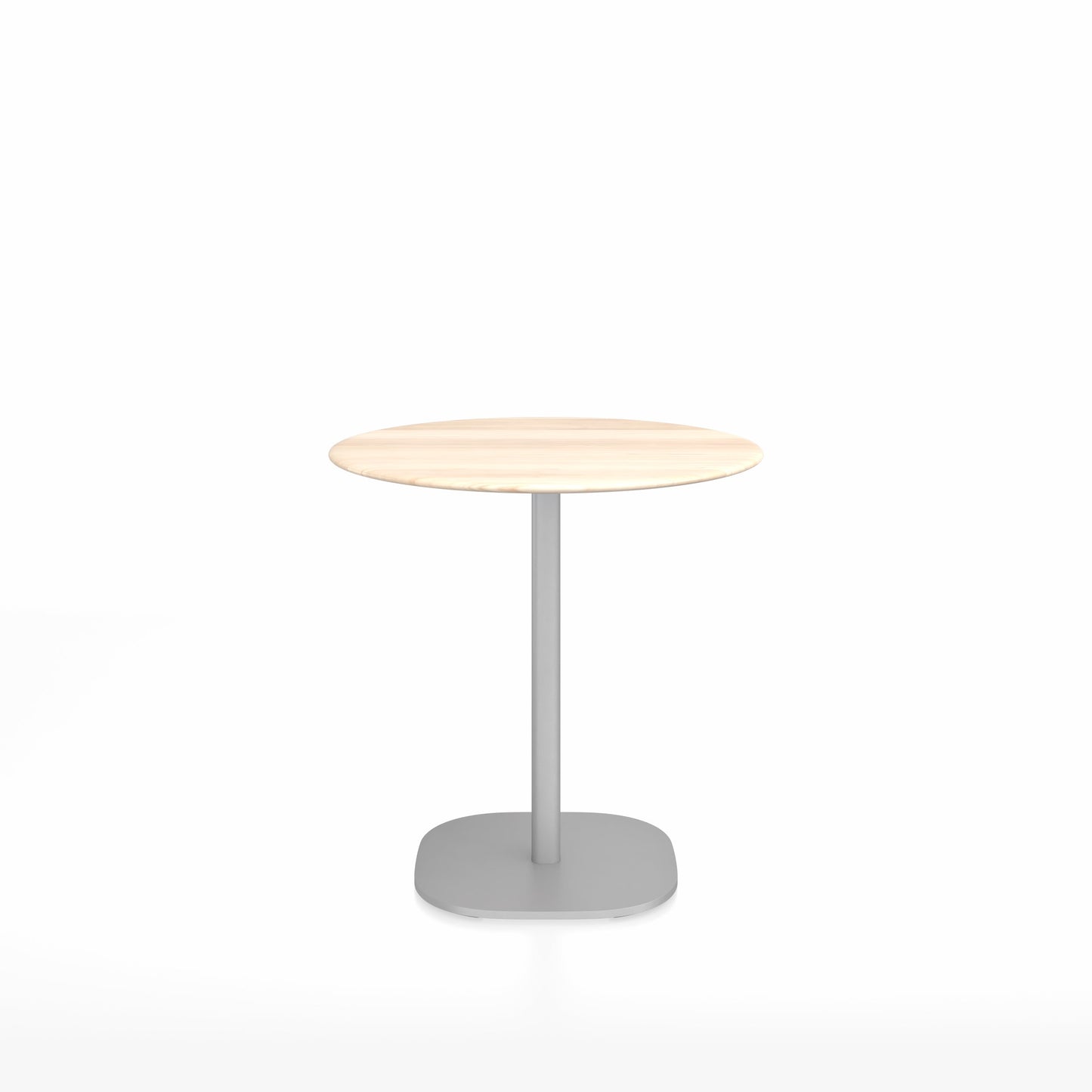 Table café 2 Inch base plaque Emeco — Ronde Ø 76 cm, plateau accoya, base aluminium brossé | Antifer