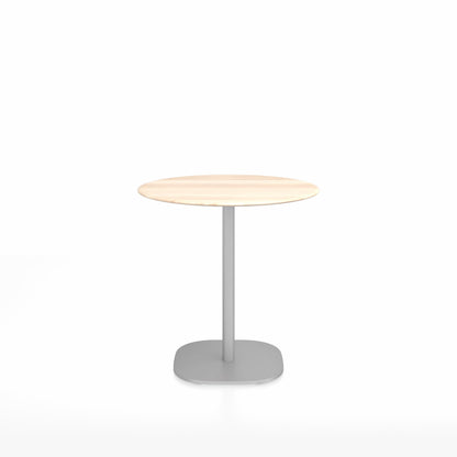 Table café 2 Inch base plaque Emeco — Ronde Ø 76 cm, plateau accoya, base aluminium brossé | Antifer