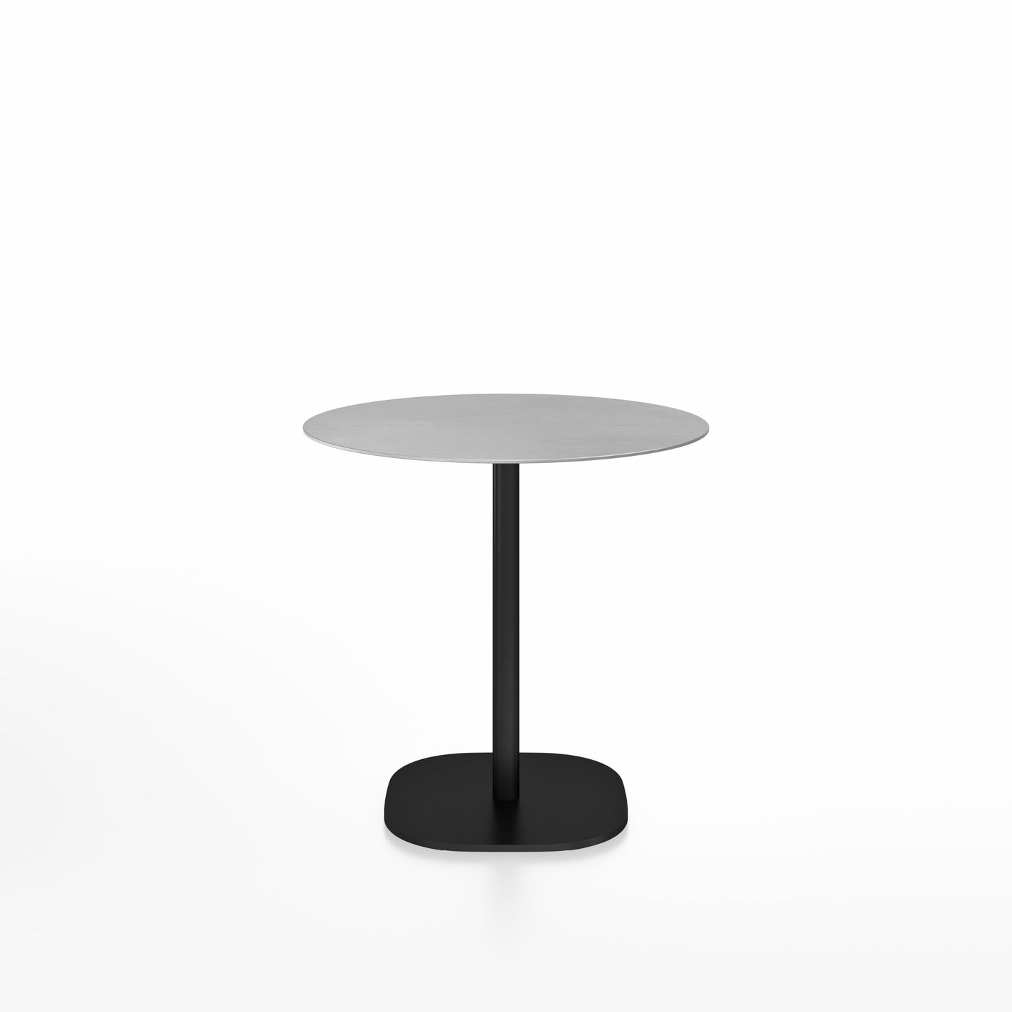 Table café 2 Inch base plaque Emeco — Ronde Ø 76 cm, plateau aluminium brossé, base noir thermolaqué | Antifer