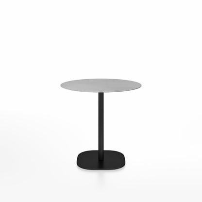 Table café 2 Inch base plaque Emeco — Ronde Ø 76 cm, plateau aluminium brossé, base noir thermolaqué | Antifer