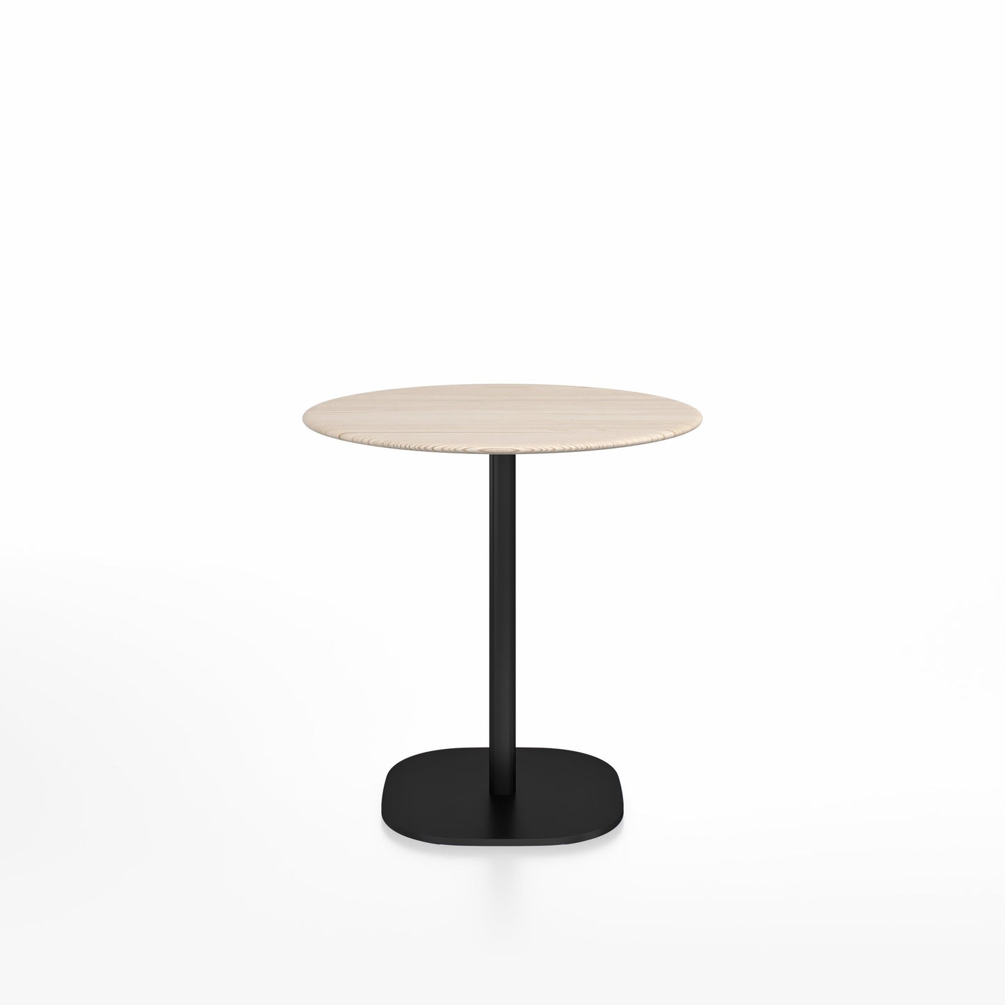Table café 2 Inch base plaque Emeco — Ronde Ø 76 cm, plateau frêne, base noir thermolaqué | Antifer