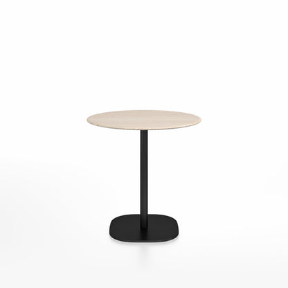 Table café 2 Inch base plaque Emeco — Ronde Ø 76 cm, plateau frêne, base noir thermolaqué | Antifer