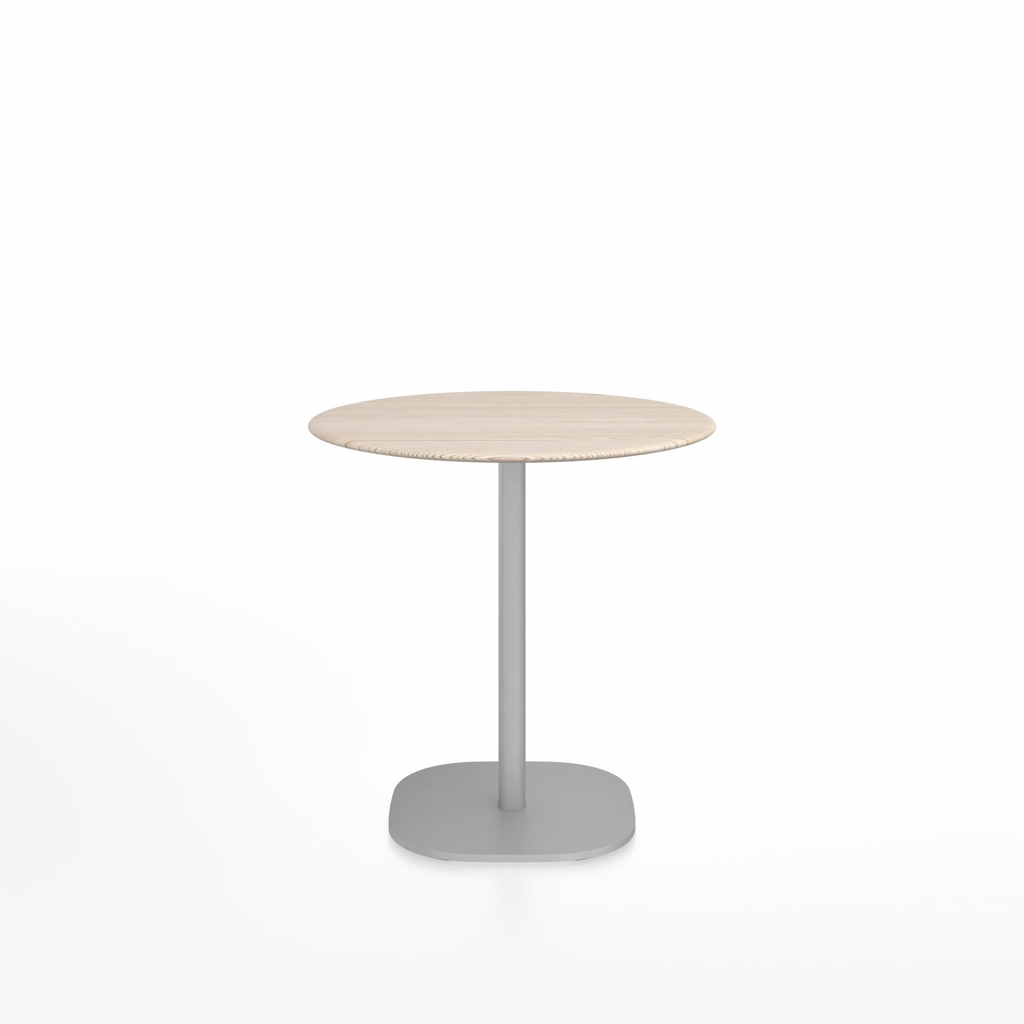 Table café 2 Inch base plaque Emeco — Ronde Ø 76 cm, plateau frêne, base aluminium brossé | Antifer