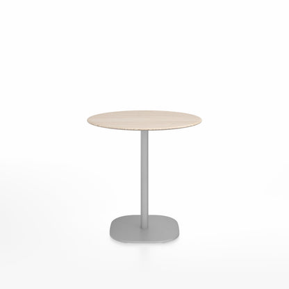 Table café 2 Inch base plaque Emeco — Ronde Ø 76 cm, plateau frêne, base aluminium brossé | Antifer