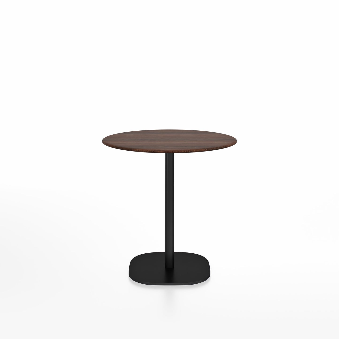 Table café 2 Inch base plaque Emeco — Ronde Ø 76 cm, plateau noyer, base noir thermolaqué | Antifer