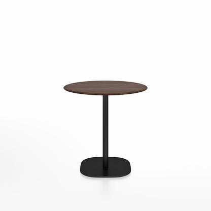 Table café 2 Inch base plaque Emeco — Ronde Ø 76 cm, plateau noyer, base noir thermolaqué | Antifer