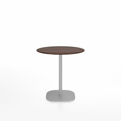 Table café 2 Inch base plaque Emeco — Ronde Ø 76 cm, plateau noyer, base aluminium brossé | Antifer