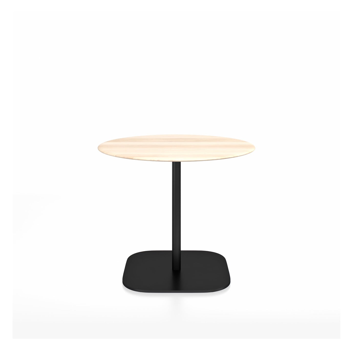 Table café 2 Inch base plaque Emeco — Ronde Ø 91 cm, plateau accoya, base noir thermolaqué | Antifer