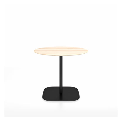 Table café 2 Inch base plaque Emeco — Ronde Ø 91 cm, plateau accoya, base noir thermolaqué | Antifer