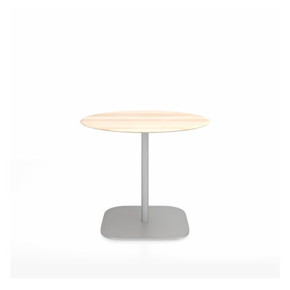 Table café 2 Inch base plaque Emeco — Ronde Ø 91 cm, plateau accoya, base aluminium brossé | Antifer
