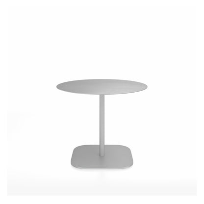 Table café 2 Inch base plaque Emeco — Ronde Ø 91 cm, plateau aluminium brossé, base aluminium brossé | Antifer
