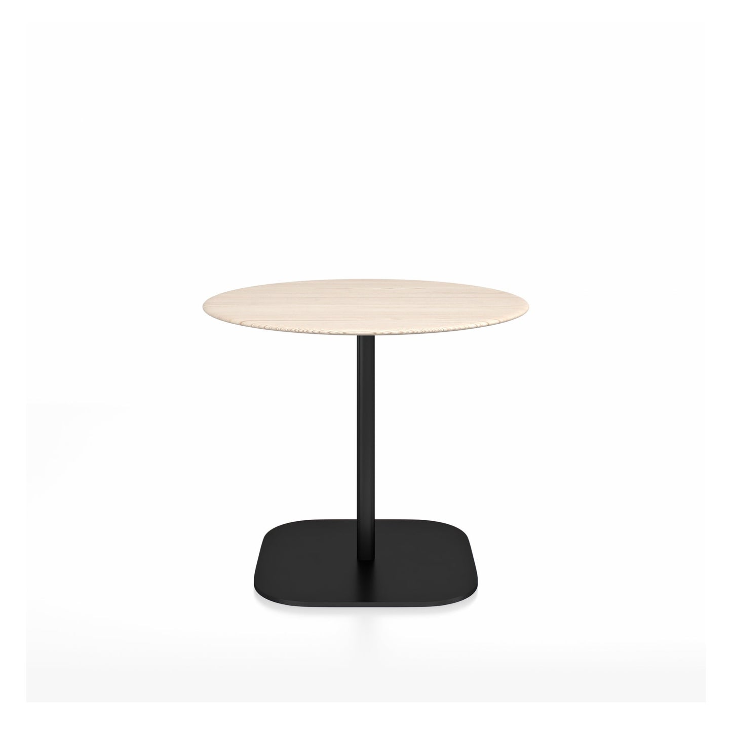 Table café 2 Inch base plaque Emeco — Ronde Ø 91 cm, plateau frêne, base noir thermolaqué | Antifer