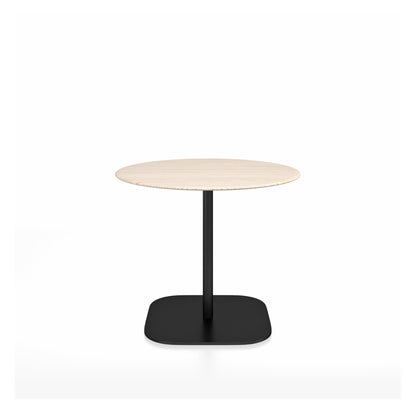 Table café 2 Inch base plaque Emeco — Ronde Ø 91 cm, plateau frêne, base noir thermolaqué | Antifer