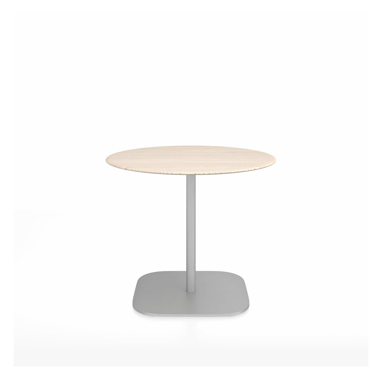 Table café 2 Inch base plaque Emeco — Ronde Ø 91 cm, plateau frêne, base aluminium brossé | Antifer