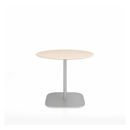 Table café 2 Inch base plaque Emeco — Ronde Ø 91 cm, plateau frêne, base aluminium brossé | Antifer