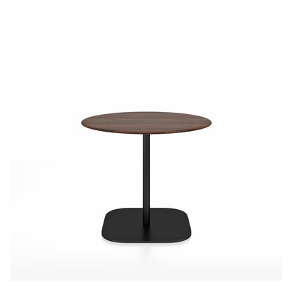 Table café 2 Inch base plaque Emeco — Ronde Ø 91 cm, plateau noyer, base noir thermolaqué | Antifer