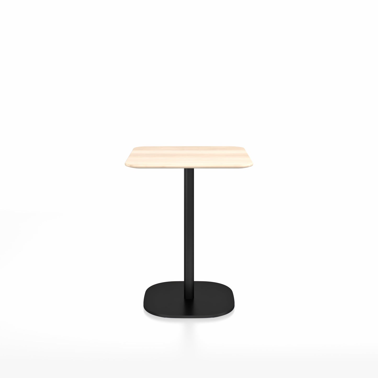 Table café 2 Inch base plaque Emeco — Carrée 60 cm, plateau accoya, base noir thermolaqué | Antifer
